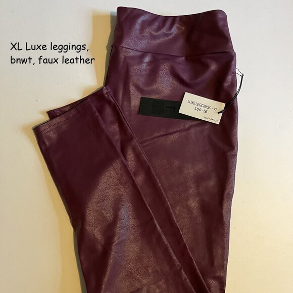 XL Lularoe Luxe leggings, plum faux leather - Picture 1 of 2